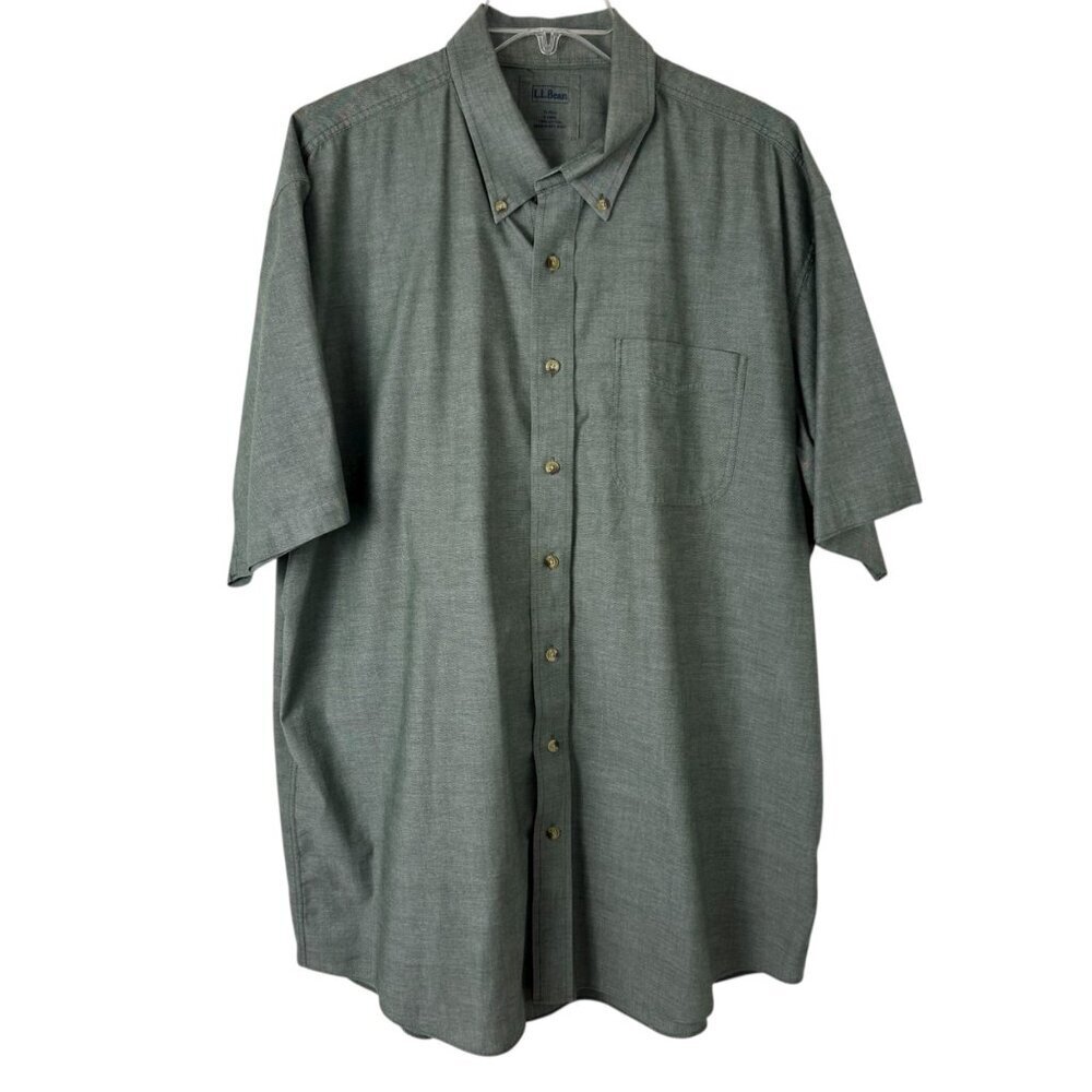 L.L. Bean Green 100% Cotton Button Down Shirt Business Casual XL Tall O FWA7 EUC